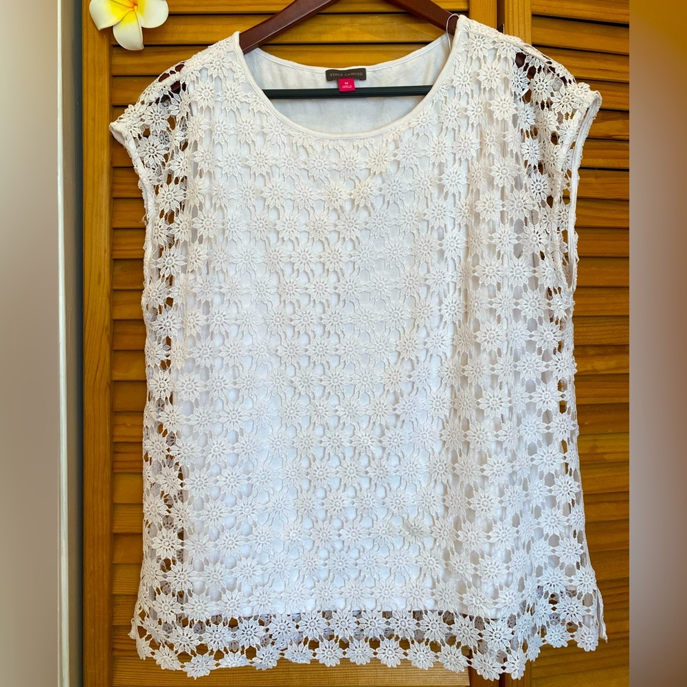 Vince Camino white floral blouse